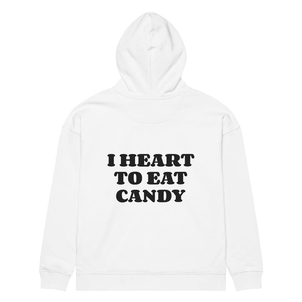 I HEART TO EAT CANDY oversized hoodie – white back view | So True