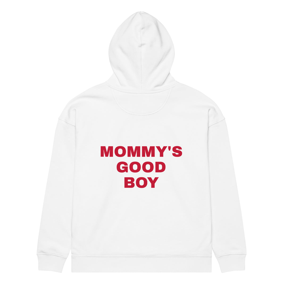 MOMMY'S GOOD BOY oversized hoodie – white back view | So True