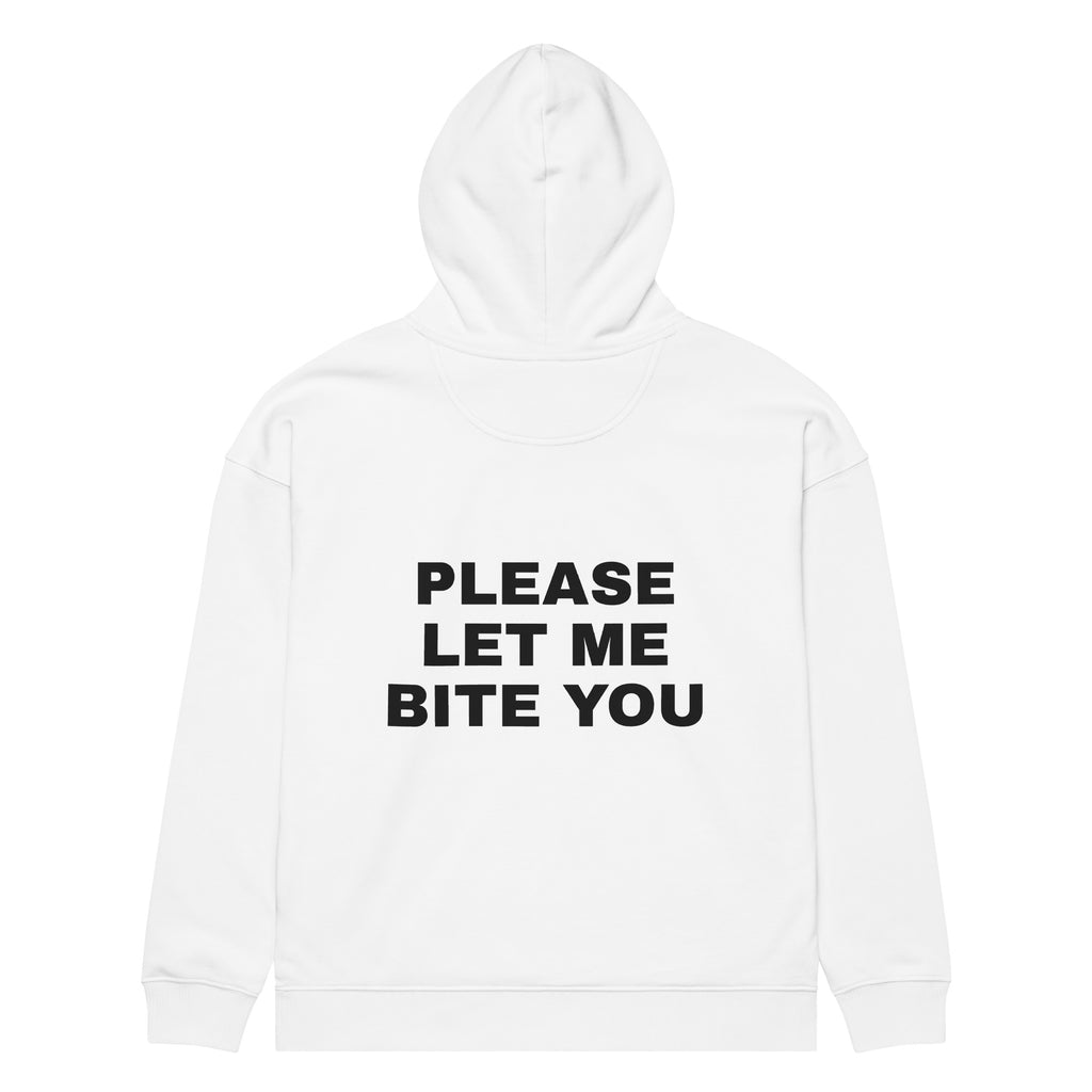 PLEASE LET ME BITE YOU oversized hoodie – white back view | So True
