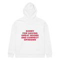 SORRY FOR HAVING GREAT BOOBS AND CORRECT OPINIONS oversized hoodie – white back view | So True