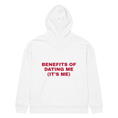BENEFITS OF DATING ME (IT'S ME) oversized hoodie – white back view | So True