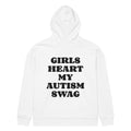 GIRLS HEART MY AUTISM SWAG oversized hoodie – white back view | So True