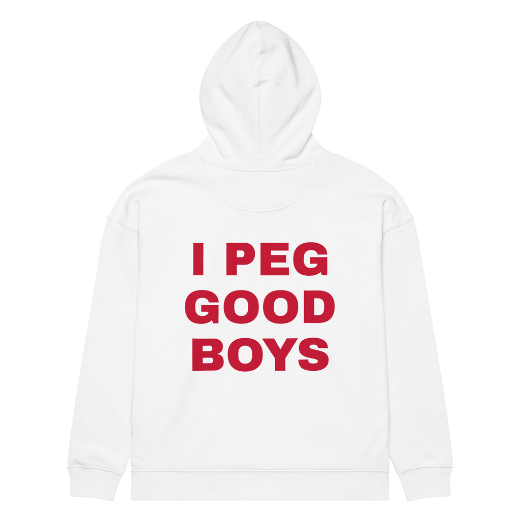 I PEG GOOD BOYS oversized hoodie – white back view | So True