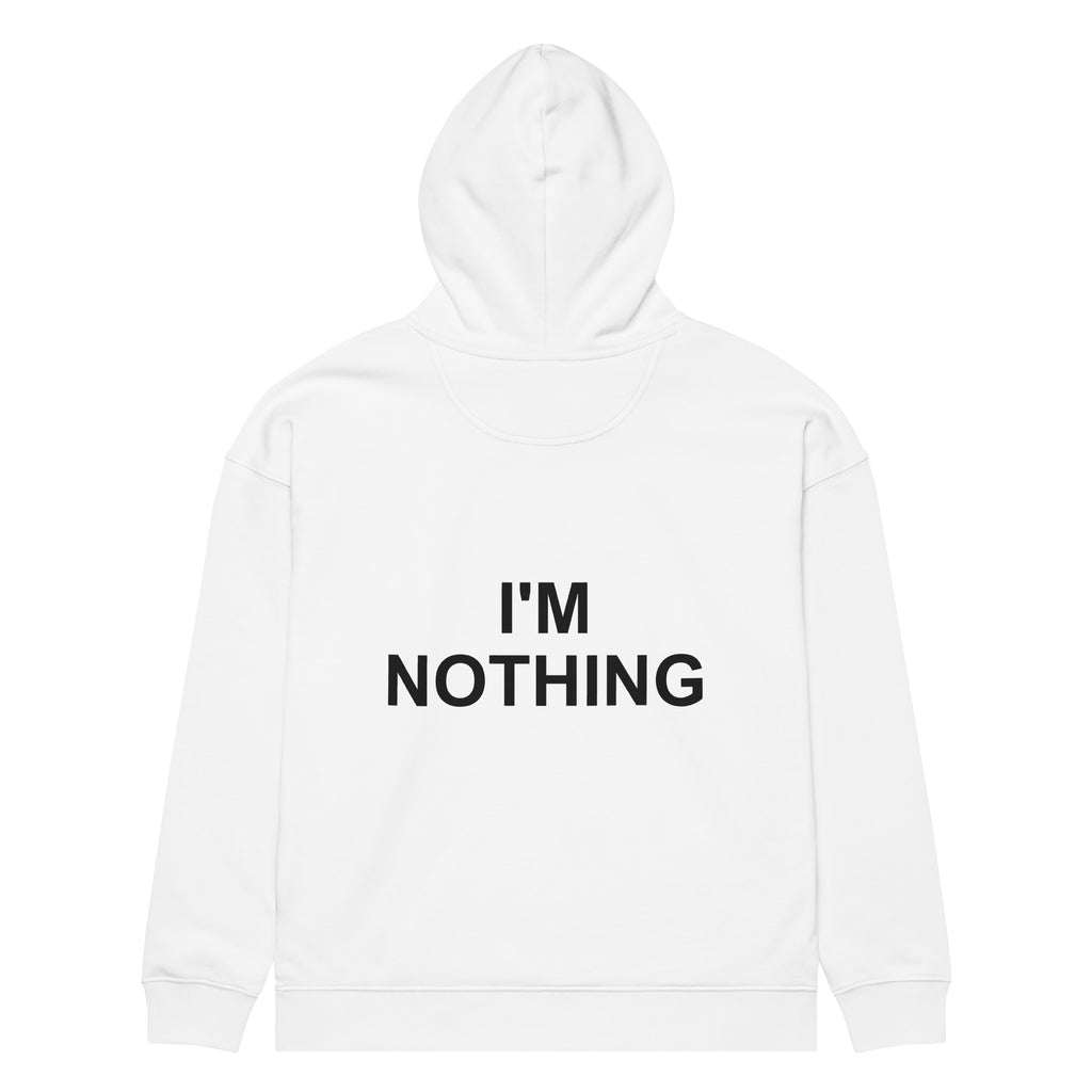 I'M NOTHING oversized hoodie – white back view | So True
