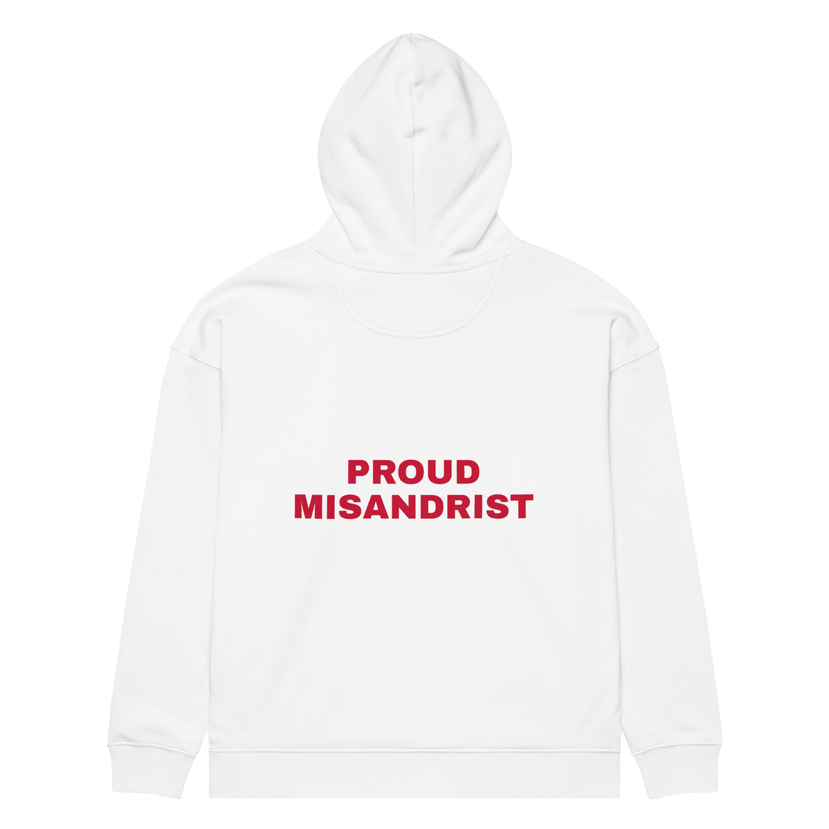 PROUD MISANDRIST oversized hoodie – white back view | So True