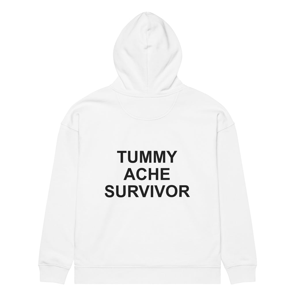 TUMMY ACHE SURVIVOR oversized hoodie – white back view | So True