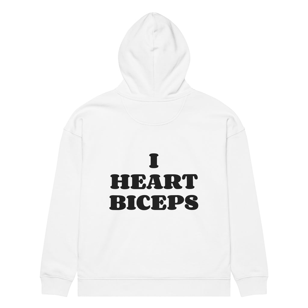 I HEART BICEPS oversized hoodie – white back view | So True