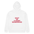SHUT UP & START WHIMPERING oversized hoodie – white back view | So True