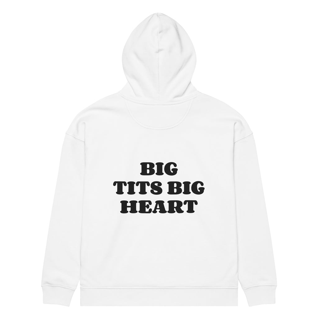 BIG TITS BIG HEART oversized hoodie – white back view | So True