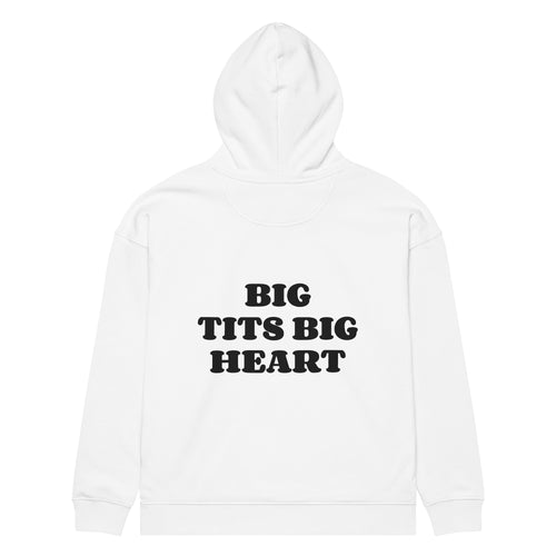 BIG TITS BIG HEART oversized hoodie – white back view | So True
