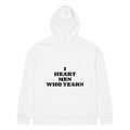 I HEART MEN WHO YEARN oversized hoodie – white back view | So True