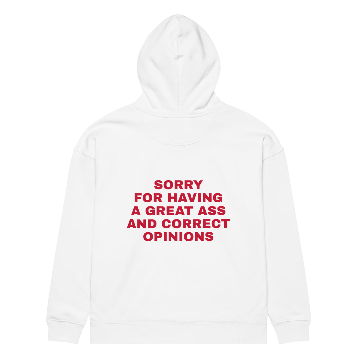 SORRY FOR HAVING A GREAT ASS AND CORRECT OPINIONS oversized hoodie – white back view | So True