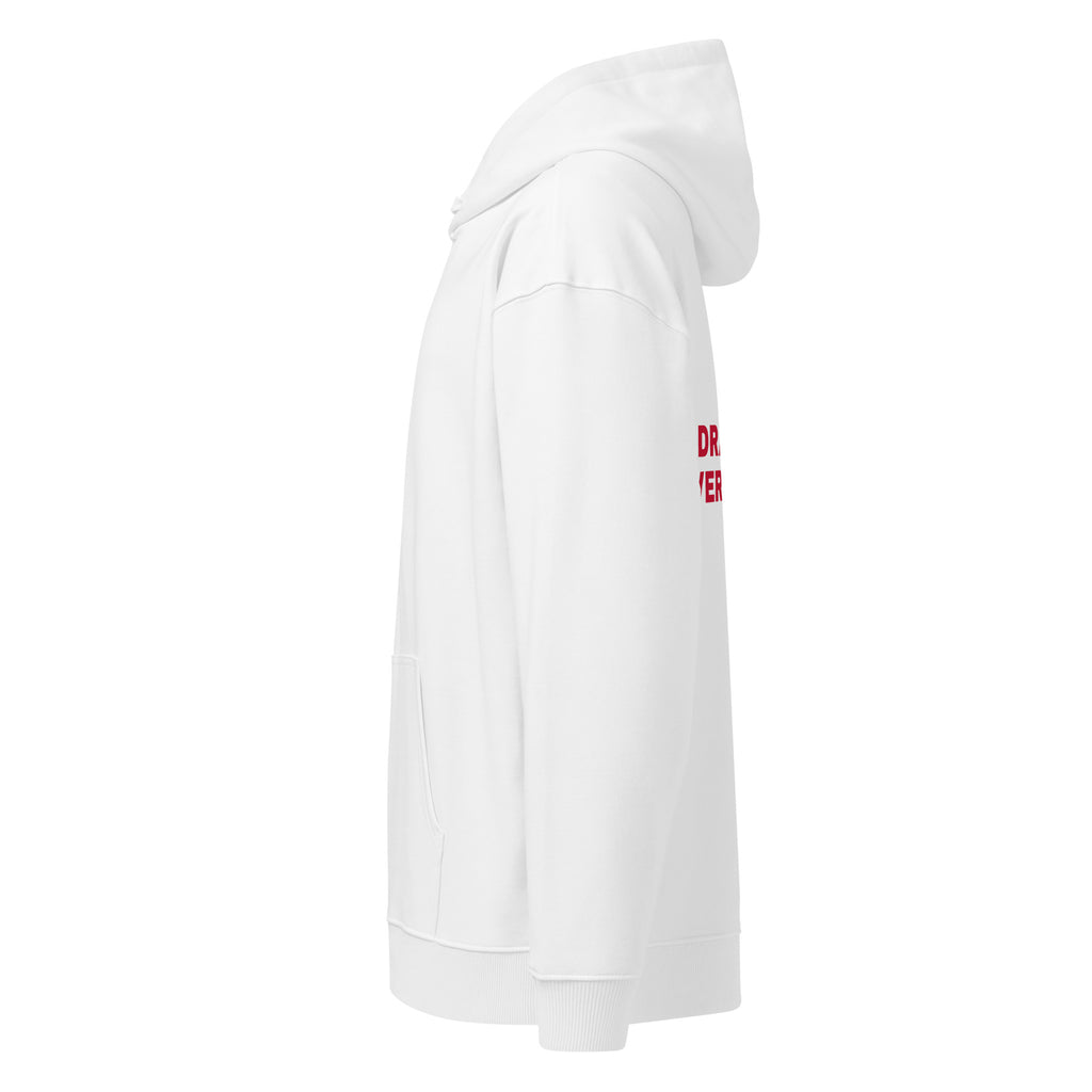 DRAMATIC OVERTHINKER oversized hoodie – white left view | So True