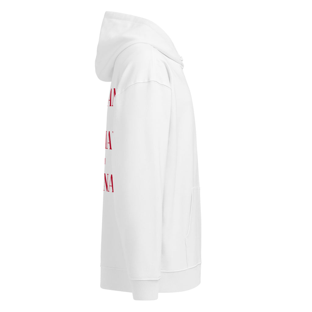 EAT ITALIAN DRIVE GERMAN MARRY LATINA oversized hoodie – white right view | So True
