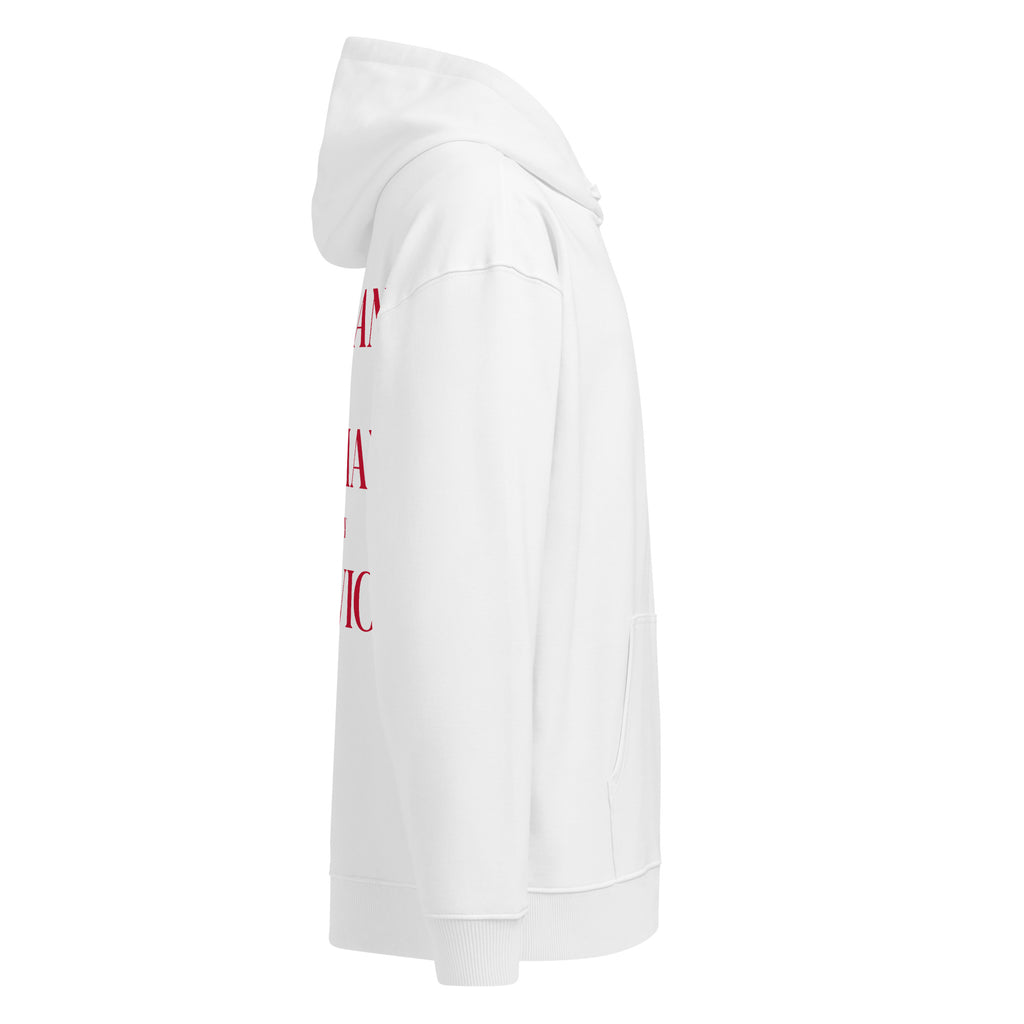 EAT ITALIAN DRIVE GERMAN MARRY SLAVIC oversized hoodie – white right view | So True