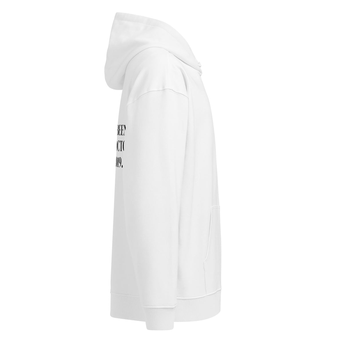 HAVEN'T BEEN TO THE DOCTOR SINCE 2019 oversized hoodie – white right view | So True
