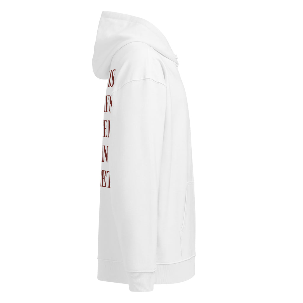 RISK IS ALWAYS BETTER THAN REGRET oversized hoodie – white right view | So True